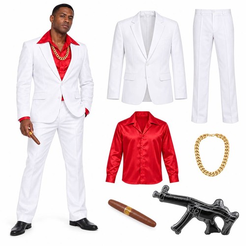 Adult white gangster costume - adult,