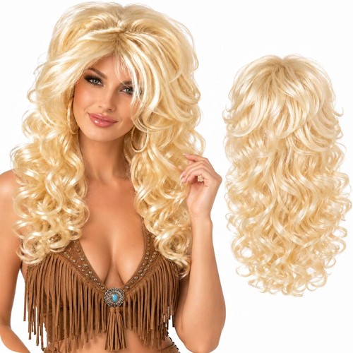 Dolly adult blonde curly wig - dolly,