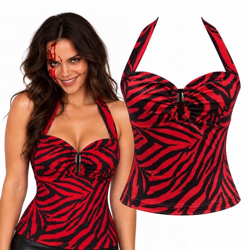 Womens zebra print - womens, halterneck